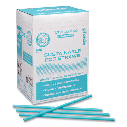 Marine Biodegradable Straws, 7.75", Ocean Blue, 6,000/carton