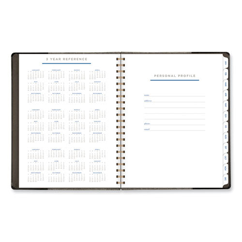 Signature Collection Black/gray Felt Weekly/monthly Planner, 11.25 X 9.5, Black/gray Cover, 13-month (jan To Jan): 2024-2025