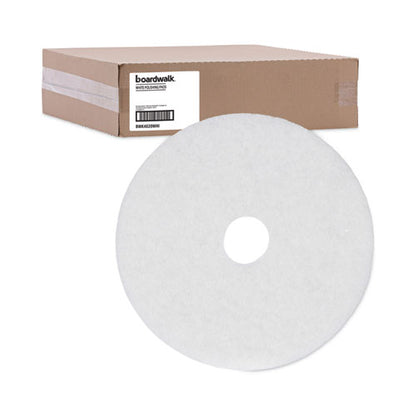 Polishing Floor Pads, 20" Diameter, White, 5/carton