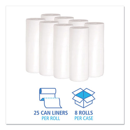 Low-density Waste Can Liners, 30 Gal, 0.6 Mil, 30" X 36", White, 25 Bags/roll, 8 Rolls/carton