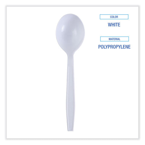 Heavyweight Wrapped Polypropylene Cutlery, Soup Spoon, White, 1,000/carton