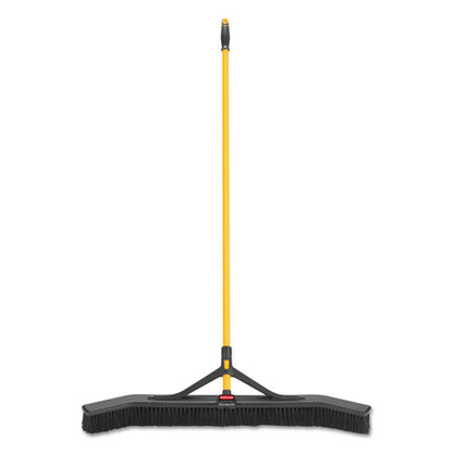 Maximizer Push-to-center Broom, Poly Bristles, 36 X 58.13, Steel Handle, Yellow/black