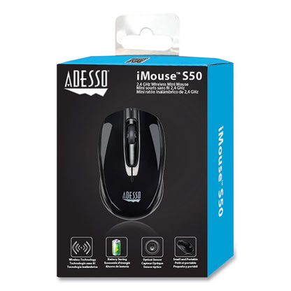 Imouse S50 Wireless Mini Mouse, 2.4 Ghz Frequency/33 Ft Wireless Range, Left/right Hand Use, Black