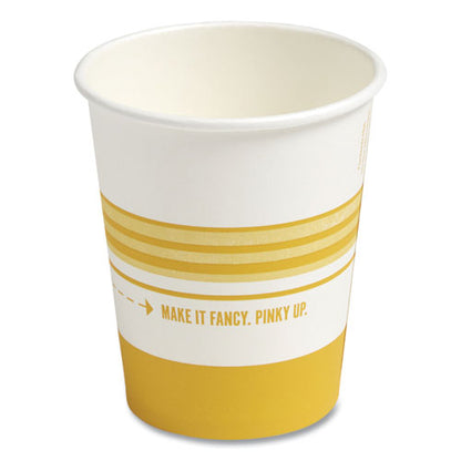 Paper Hot Cups, 8 Oz, White/yellow, 50/pack