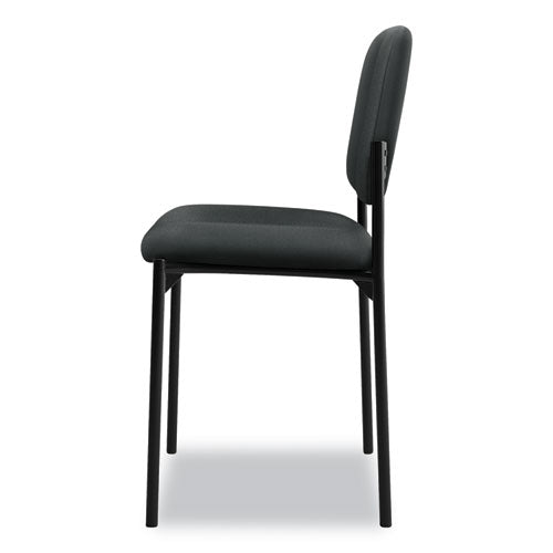 Vl606 Stacking Guest Chair Without Arms, Fabric Upholstery, 21.25" X 21" X 32.75", Charcoal Seat, Charcoal Back, Black Base