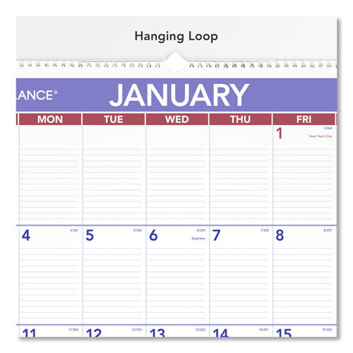 Monthly Wall Calendar With Ruled Daily Blocks, 20 X 30, White Sheets, 12-month (jan To Dec): 2024