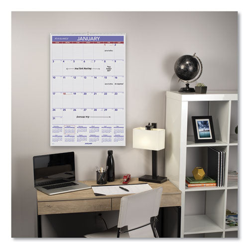 Monthly Wall Calendar With Ruled Daily Blocks, 20 X 30, White Sheets, 12-month (jan To Dec): 2024