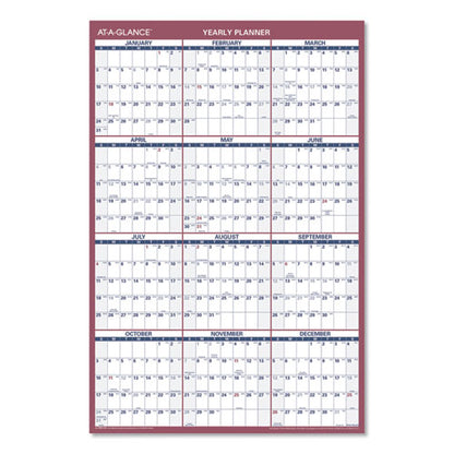 Vertical/horizontal Wall Calendar, 24 X 36, White/blue/red Sheets, 12-month (jan To Dec): 2024