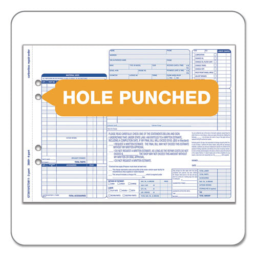 Auto Repair Four-part Order Form, Four-part Carbonless, 11 X 8.5, 50 Forms Total