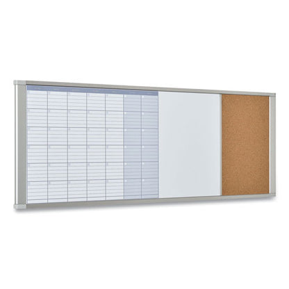 Magnetic Calendar Combo Board, 48 X 18, White Surface, Aluminum Frame