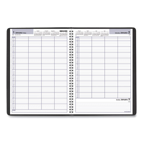 Dayminder Four-person Group Daily Appointment Book, 11 X 8, Black Cover, 12-month (jan To Dec): 2024