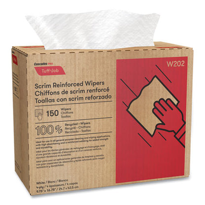 Tuff-job Scrim Reinforced Wipers, 4-ply, 9.75 X 16.75, White, 150/box, 6 Box/carton