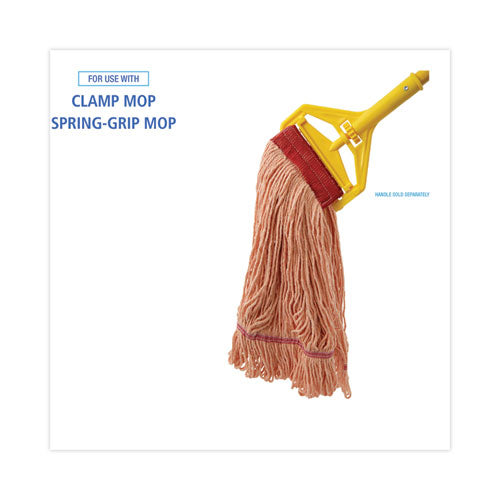 Super Loop Wet Mop Head, Cotton/synthetic Fiber, 5" Headband, Large Size, Orange, 12/carton