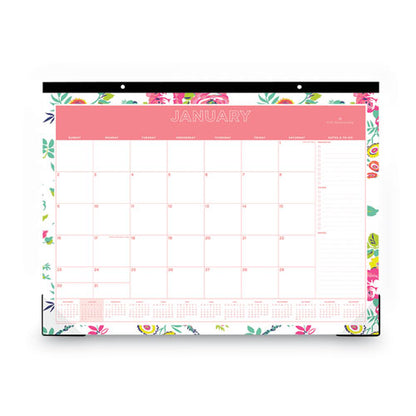 Day Designer Peyton Desk Pad Calendar, Floral Artwork, 22 X 17, Black Binding, Clear Corners, 12-month (jan-dec): 2024