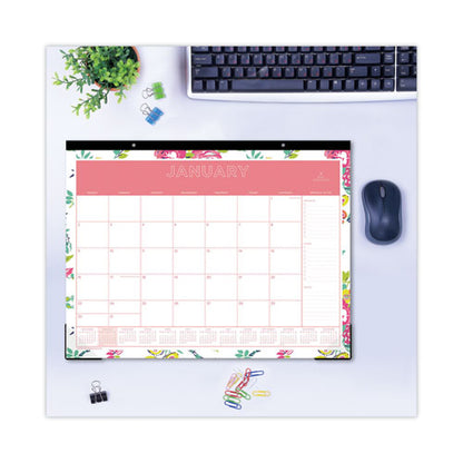 Day Designer Peyton Desk Pad Calendar, Floral Artwork, 22 X 17, Black Binding, Clear Corners, 12-month (jan-dec): 2024