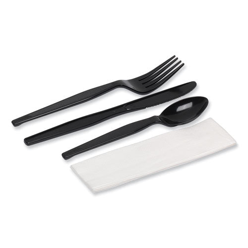 Individually Wrapped Heavyweight Cutlery Set, Fork/knife/spoon/napkin, 250/carton