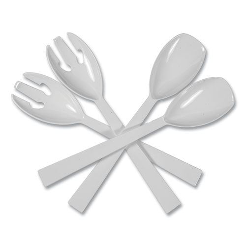 Table Set Plastic Serving Forks And Spoons, White, 24 Forks, 24 Spoons Per Pack