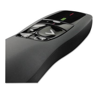 R400 Wireless Presentation Remote With Laser Pointer, Class 2, 50 Ft Range, Matte Black