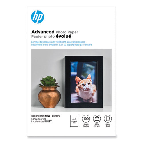 Advanced Photo Paper, 10.5 Mil, 4 X 6, Glossy White, 100/pack