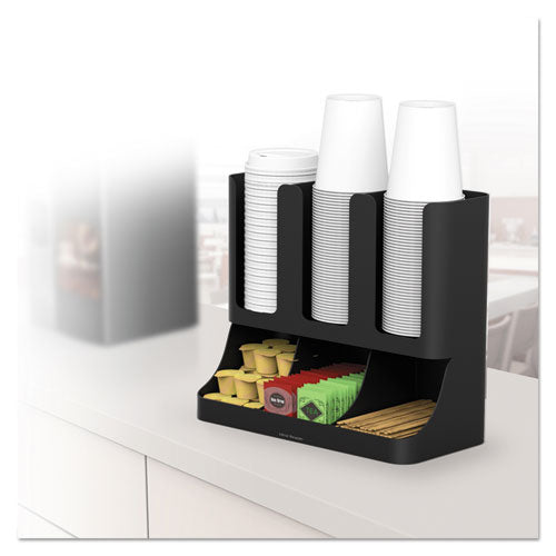 Flume Six-section Upright Coffee Condiment/cup Organizer, 11.5 X 6.5 X 15, Black