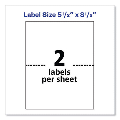 Shipping Labels W/ Trueblock Technology, Laser Printers, 5.5 X 8.5, White, 2/sheet, 250 Sheets/box