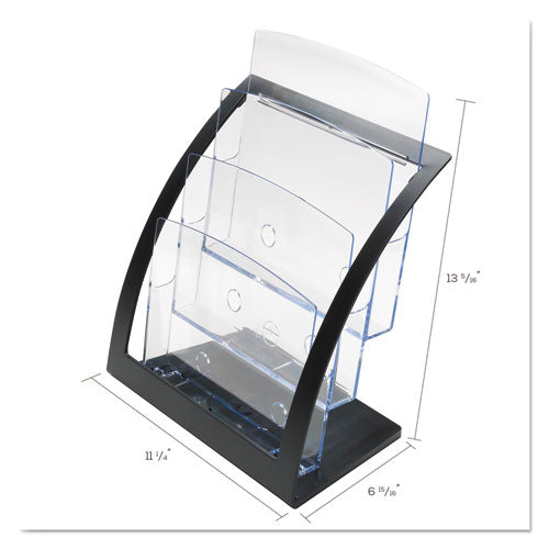 3-tier Literature Holder, Leaflet Size, 11.25w X 6.94d X 13.31h, Black, Ships In 4-6 Business Days