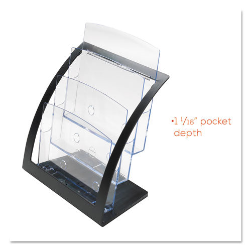 3-tier Literature Holder, Leaflet Size, 11.25w X 6.94d X 13.31h, Black, Ships In 4-6 Business Days