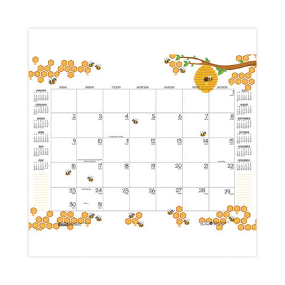 Recycled Honeycomb Desk Pad Calendar, 22 X 17, White/multicolor Sheets, Brown Corners, 12-month (aug To July): 2023 To 2024