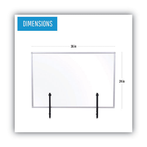 Protector Series Glass Aluminum Desktop Divider, 35.4 X 0.16 X 23.6, Clear