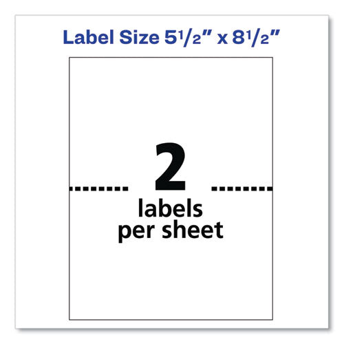 Shipping Labels With Trueblock Technology, Inkjet Printers, 5.5 X 8.5, White, 2 Labels/sheet, 100 Sheets/pack, 2 Packs