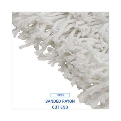 Banded Rayon Cut-end Mop Heads, #24, White, 1.25" Headband, 12/carton