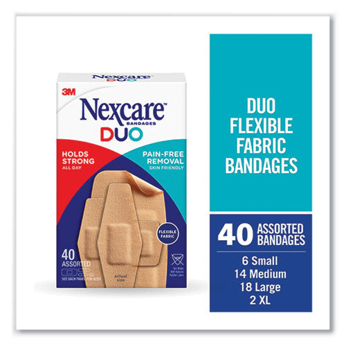 Duo Bandages, Plastic, Assorted Sizes, 40/pack