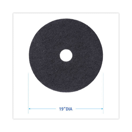 Stripping Floor Pads, 19" Diameter, Black, 5/carton