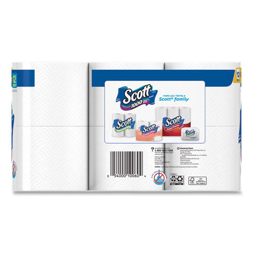 Toilet Paper, Septic Safe, 1-ply, White, 1,000 Sheets/roll, 12 Rolls/pack, 4 Pack/carton