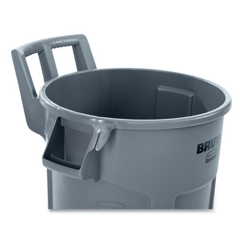 Vented Wheeled Brute Container, 32 Gal, Plastic, Gray