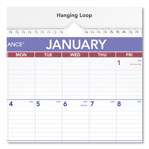 Monthly Wall Calendar With Ruled Daily Blocks, 12 X 17, White Sheets, 12-month (jan To Dec): 2024