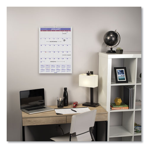 Monthly Wall Calendar With Ruled Daily Blocks, 12 X 17, White Sheets, 12-month (jan To Dec): 2024