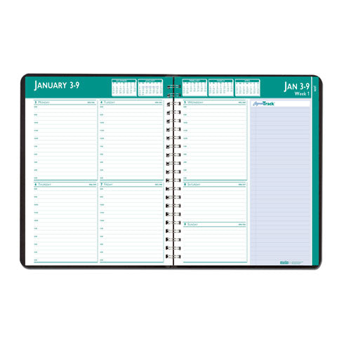 Express Track Recycled Weekly Appointment Book/monthly Planner, 11 X 8.5, Black Cover, 13-month (jan To Jan): 2024 To 2025