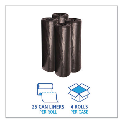 Recycled Low-density Polyethylene Can Liners, 56 Gal, 1.6 Mil, 43" X 47", Black, 10 Bags/roll, 10 Rolls/carton