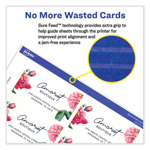 Printable Microperforated Business Cards W/sure Feed Technology, Laser, 2 X 3.5, White, 250 Cards, 10/sheet, 25 Sheets/pack