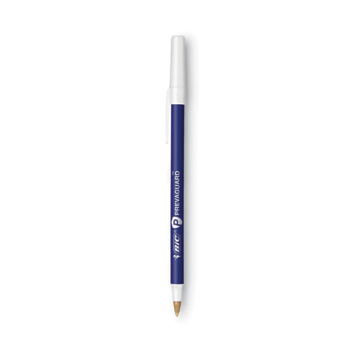 Prevaguard Round Stic Pen, Stick, Medium 1 Mm, Blue Ink, Blue Barrel, Dozen