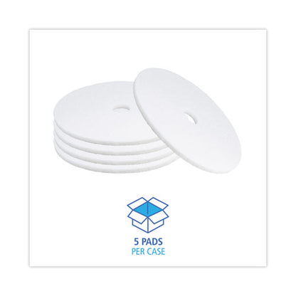 Polishing Floor Pads, 21" Diameter, White, 5/carton