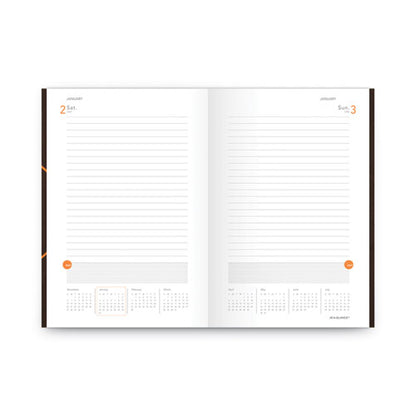 One-day-per-page Planning Notebook, 9 X 6, Dark Brown/orange Cover, 12-month (jan To Dec): 2024