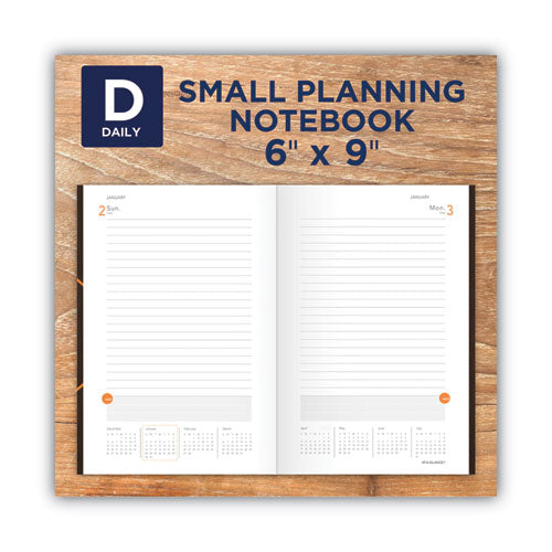 One-day-per-page Planning Notebook, 9 X 6, Dark Brown/orange Cover, 12-month (jan To Dec): 2024