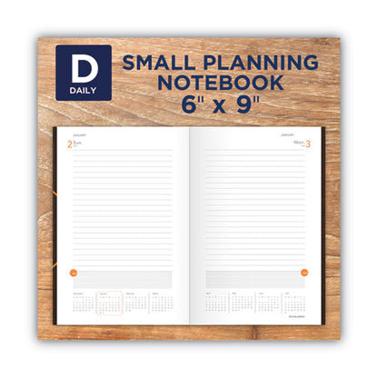 One-day-per-page Planning Notebook, 9 X 6, Dark Brown/orange Cover, 12-month (jan To Dec): 2024