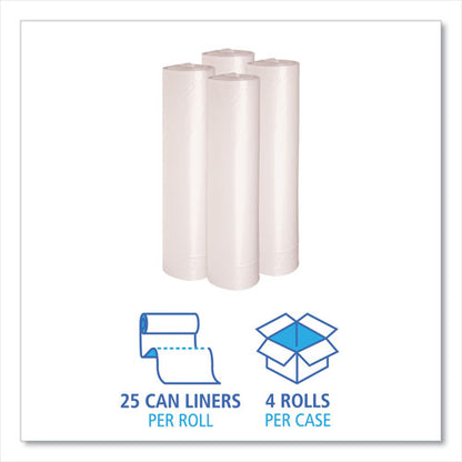 Recycled Low-density Polyethylene Can Liners, 45 Gal, 1.1 Mil, 40" X 46", Clear, 10 Bags/roll, 10 Rolls/carton