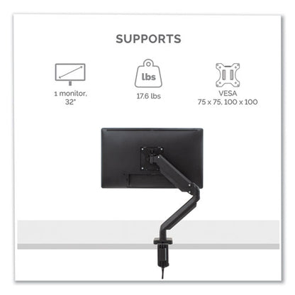 Platinum Series Single Monitor Arm, For 30" Monitors, 360 Deg Rotation, 180 Deg Tilt, 360 Deg Pan, Black, Supports 20 Lb