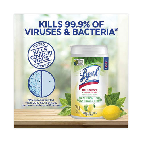 Disinfecting Wipes Ii Fresh Citrus, 1-ply, 7 X 7.25, White, 70 Wipes/canister, 6 Canisters/carton