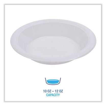 Hi-impact Plastic Dinnerware, Bowl, 10 To 12 Oz, White, 1,000/carton