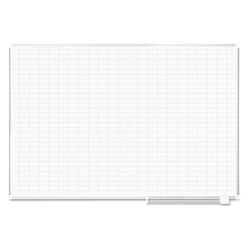 Gridded Magnetic Porcelain Dry Erase Planning Board, 1 X 2 Grid, 72 X 48, White Surface, Silver Aluminum Frame